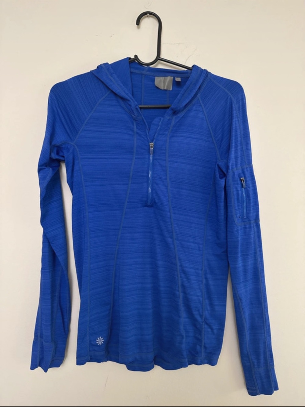 Athleta Royal Blue Hooded Half-Zip Performance Top